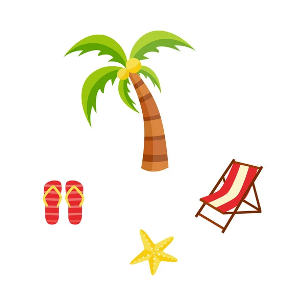 矢量平面旅行海滩度假符号图标 — 图库矢量图片