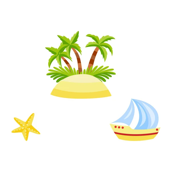 Vektor plochý putovní pláž dovolená symboly ikona — Stockový vektor