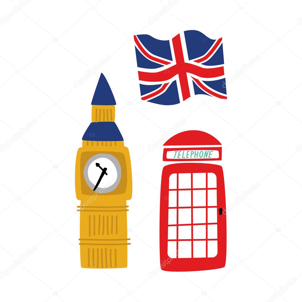 vector british symbols icon set