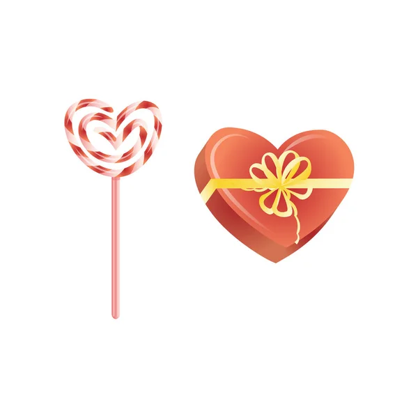 Vektor glücklich Valentinstag Herz-Symbole gesetzt — Stockvektor