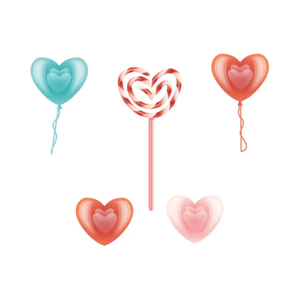 Vector feliz día de San Valentín corazón símbolos conjunto — Archivo Imágenes Vectoriales