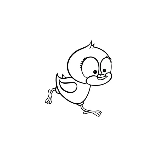 Vector flat cute chicken chick running monochrome — Stock Vector