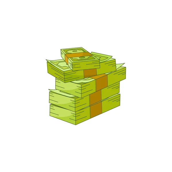 Vector flat cash money pile, stack — Stock Vector