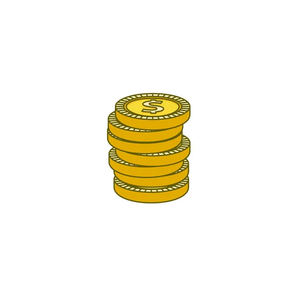 Vector plana de oro dólar centavo monedas columna — Vector de stock