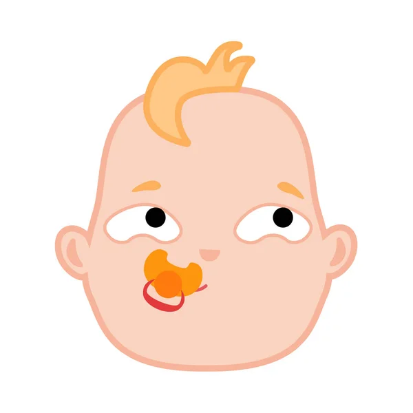Vector cartoon newborn infant baby pensive face — Stock Vector
