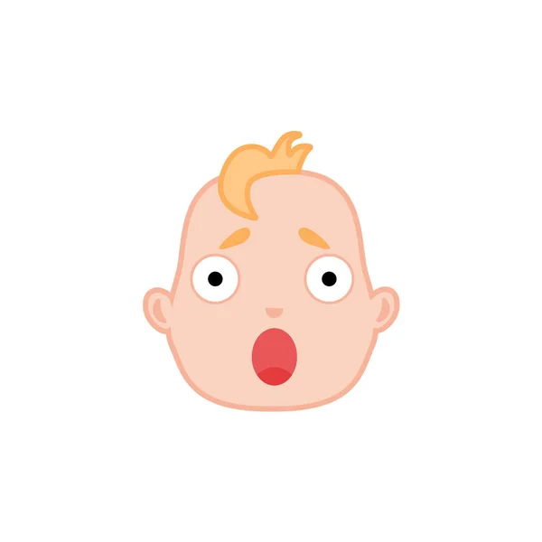 Карикатурное Детское Лицо Разочарованным Шокированным Выражением Лица Плоский Мальчик Отрицательно — стоковый вектор