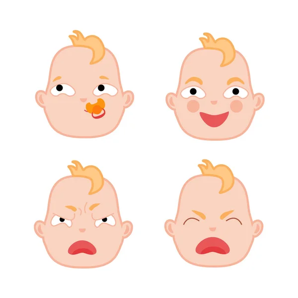 Vektor rajzfilm újszülött csecsemő arca készlet — Stock Vector