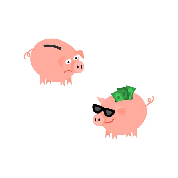 Vector cartoon piggy bank set