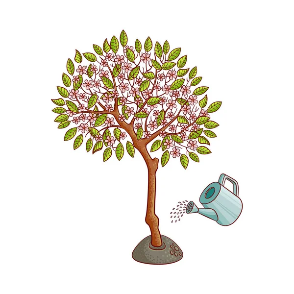 Vektor flache grüne abstrakte Baum mit Laub-Symbol — Stockvektor