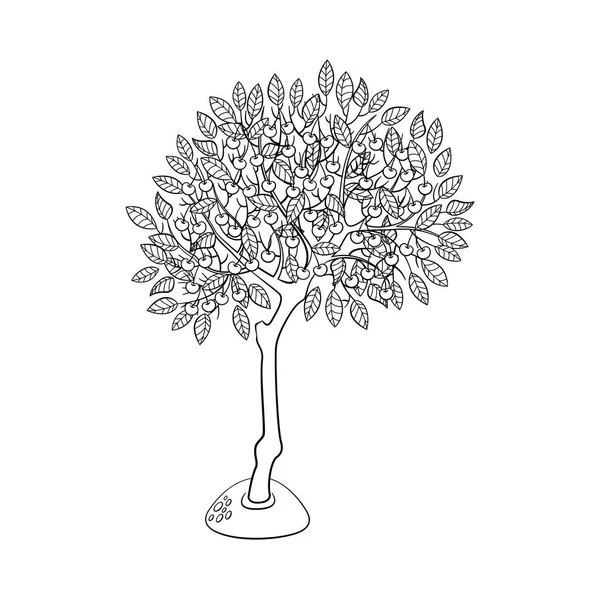 Vetor árvore abstrata verde plana com ícone de folhagem — Vetor de Stock