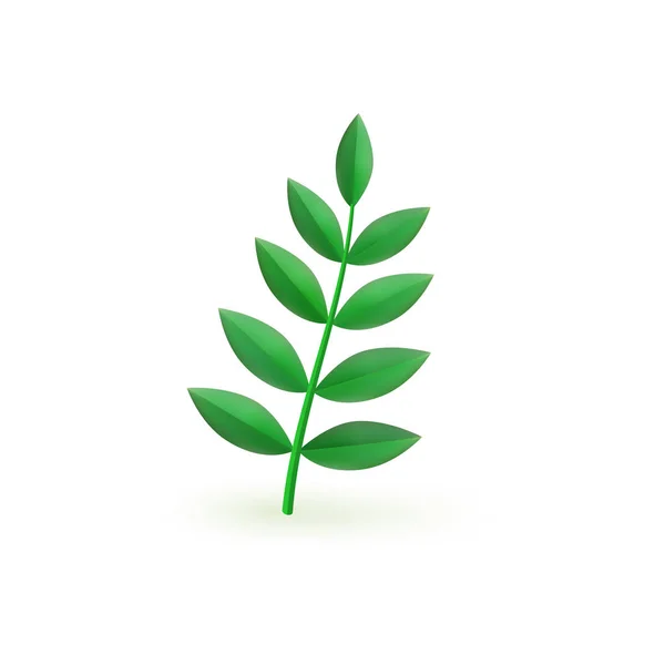 Frische grüne Pflanze Blatt Zweig isoliert auf weißem Hintergrund. — Stockvektor