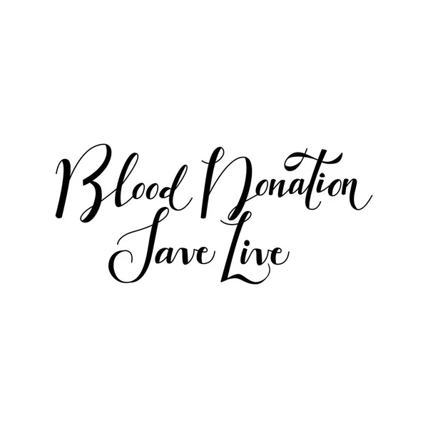 Bloed donatie handgeschreven letters - Werelddag van de donor geïsoleerd op witte achtergrond. — Stockvector