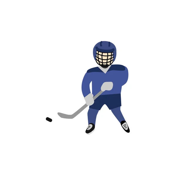 Nastoletni chłopiec w kask i uniform grać Hokej — Wektor stockowy