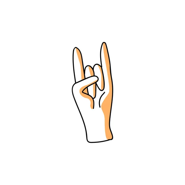 ロックン ロールの手話を示すベクトル平らな手 — ストックベクタ