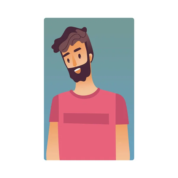 Bearded young man flat avatar vector — Stock Vector