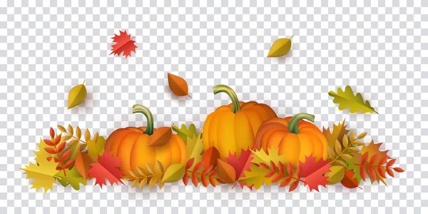 Vector autumn leaves, pumpkin pattern — Stock Vector