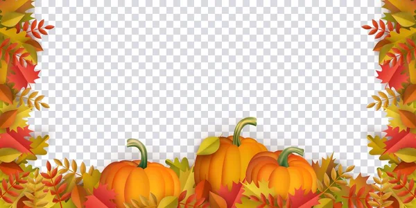 Vector autumn leaves, pumpkin frame — Stock Vector