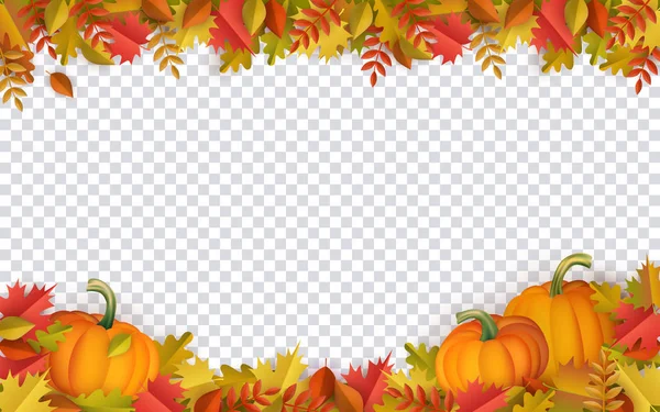 Vector hojas de otoño, marco de calabaza — Archivo Imágenes Vectoriales