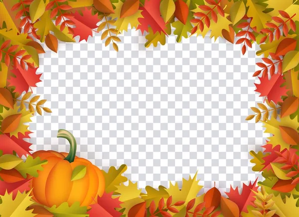 Vector hojas de otoño, marco de calabaza — Archivo Imágenes Vectoriales