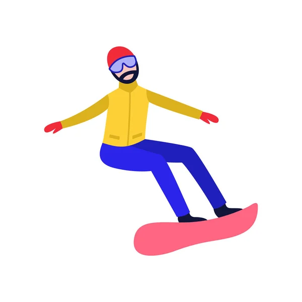 Vettore piatto snowboarder uomo — Vettoriale Stock