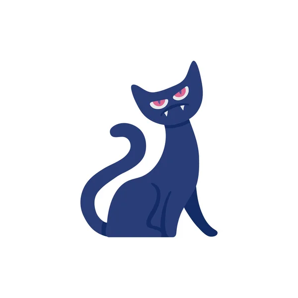 Vector plano halloween bruja negro gato — Archivo Imágenes Vectoriales