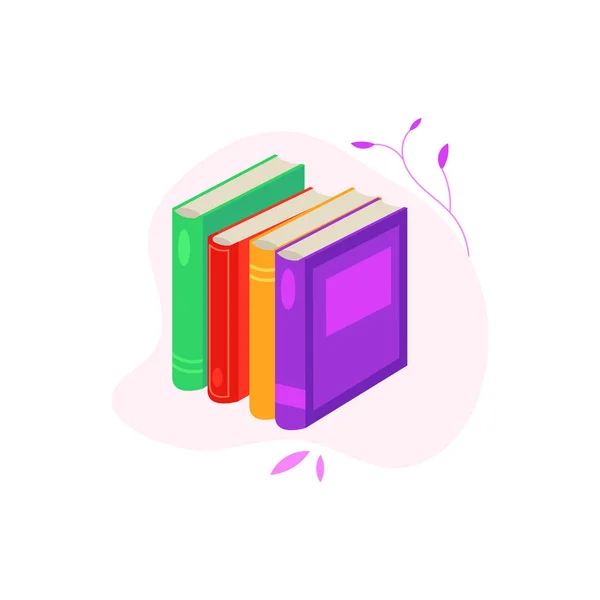 Στέκεται σωρό κλειστά βιβλία με πολύχρωμα καλύμματα και σελίδες χαρτιού. — Διανυσματικό Αρχείο