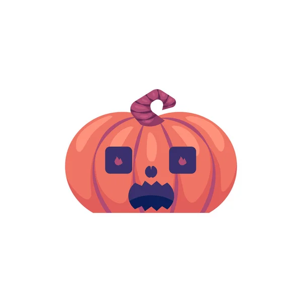 Halloween calabaza tallada con la emoción de la cara asustada . — Vector de stock