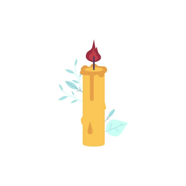 Icona delle candele del fumetto vettoriale. Cera illuminata, celebrazione romantica — Vettoriale Stock