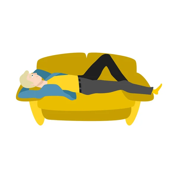 Wektor kreskówka mężczyzna leżąc na kanapie odpoczynku — Wektor stockowy
