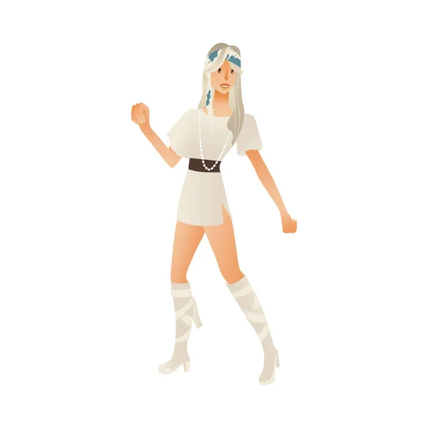 Vektor-Illustration der Frau tanzen Disco isoliert auf weißem Hintergrund. — Stockvektor