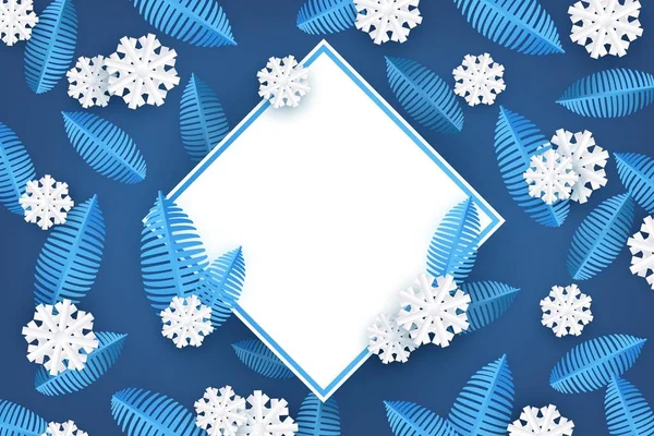 Εικονογράφηση διάνυσμα χειμώνα φυσικό πανό με αντίγραφο χώρου σε στυλ art χαρτί. — Διανυσματικό Αρχείο