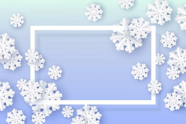 Vektor téli háttér levelek és hópehely — Stock Vector