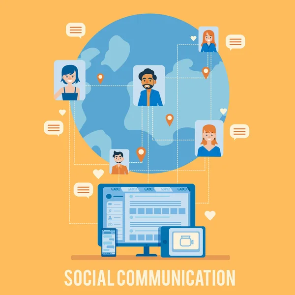 Vektör sosyal ağ dünya Kullanıcı simgesi poster — Stok Vektör