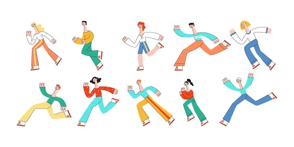 Running People Vektor Illustration im modernen flachen Stil. — Stockvektor