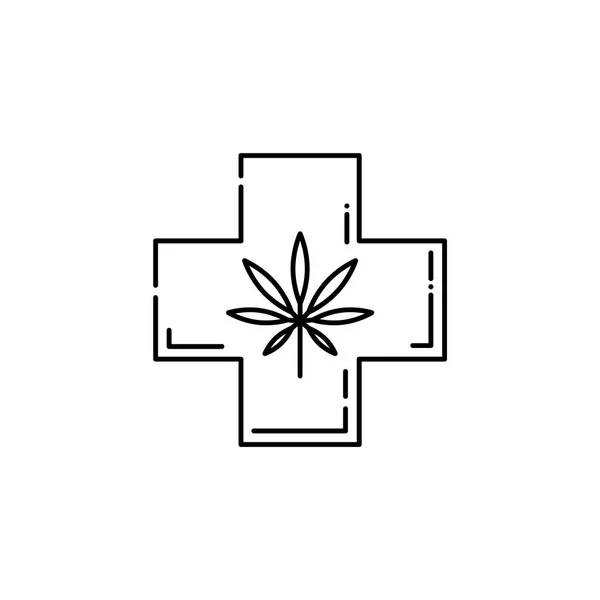 Vector cannabis in cross, legalisatie gezondheidszorg — Stockvector