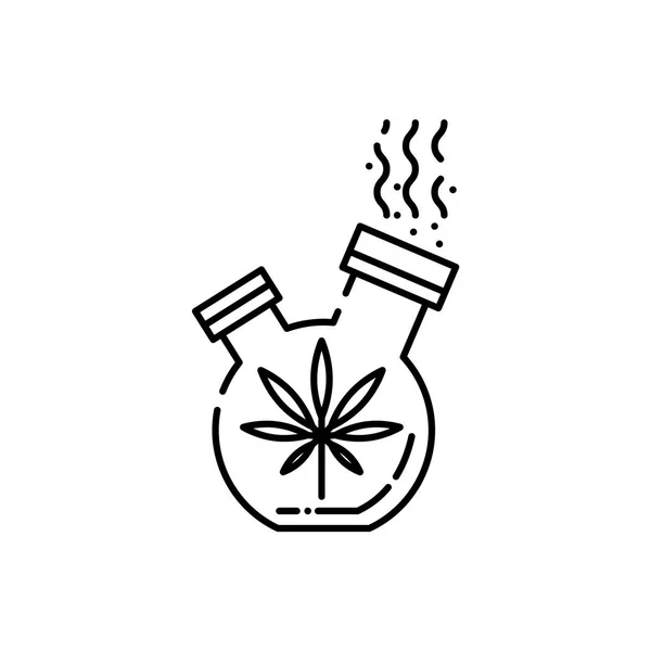 Bong dohányzás kannabiszt vonal ikon - szimbólumát, füst marihuána cuccok. — Stock Vector