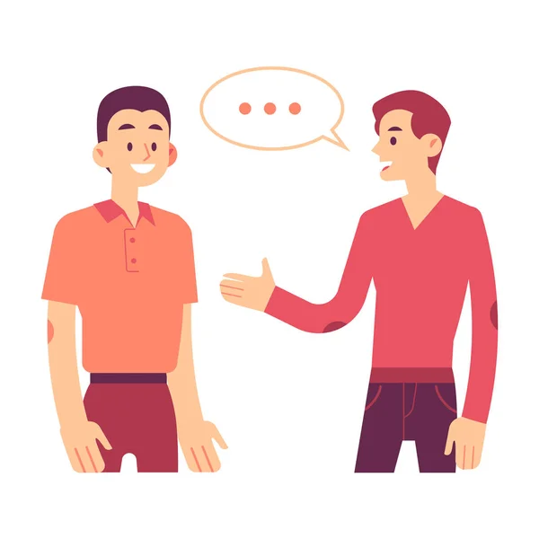 Two men communicating vector illustration in flat style. — Stock Vector