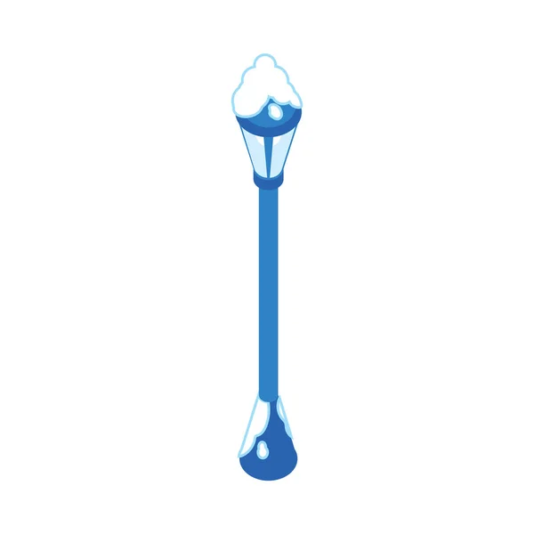 Lampione blu vettoriale con icona piatto neve — Vettoriale Stock