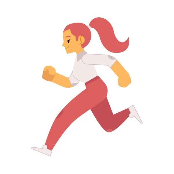 Ilustración vectorial de una joven sonriente con ropa casual corriendo . — Vector de stock