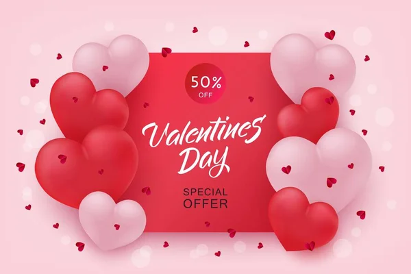 Vector feliz día de San Valentín oferta especial diseño — Archivo Imágenes Vectoriales