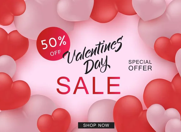 Vector feliz día de San Valentín oferta especial diseño — Archivo Imágenes Vectoriales