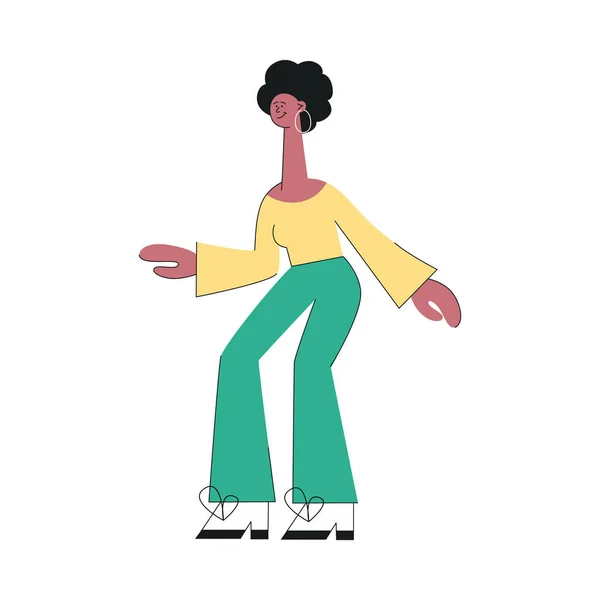 Vector african woman dancing at party with smile — Stock Vector