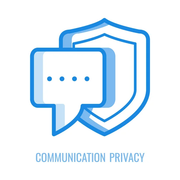 Het pictogram van de privacy van communicatie - spraak of correspondentie bericht beveiligd met schild. — Stockvector