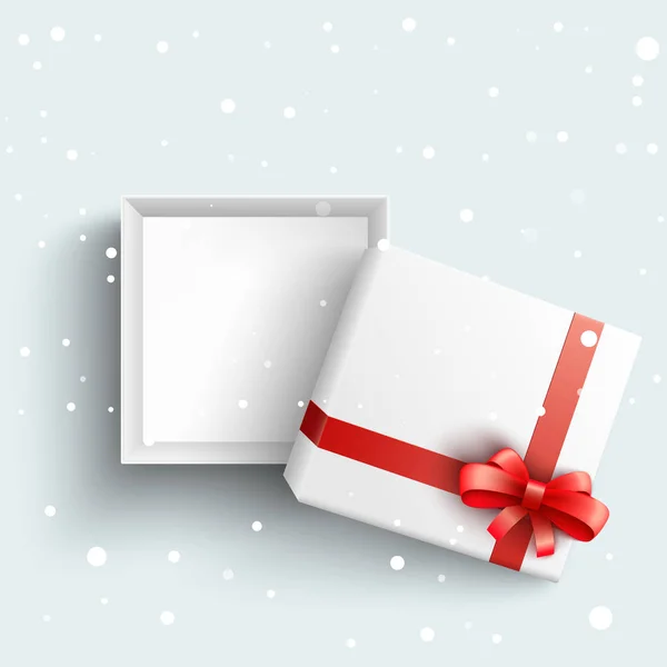 Vektor weißer Geschenkkarton mit roter Schleife offen — Stockvektor