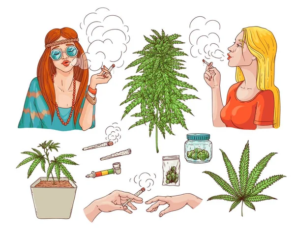 Girl smoking weed Vector Art Stock Images | Depositphotos