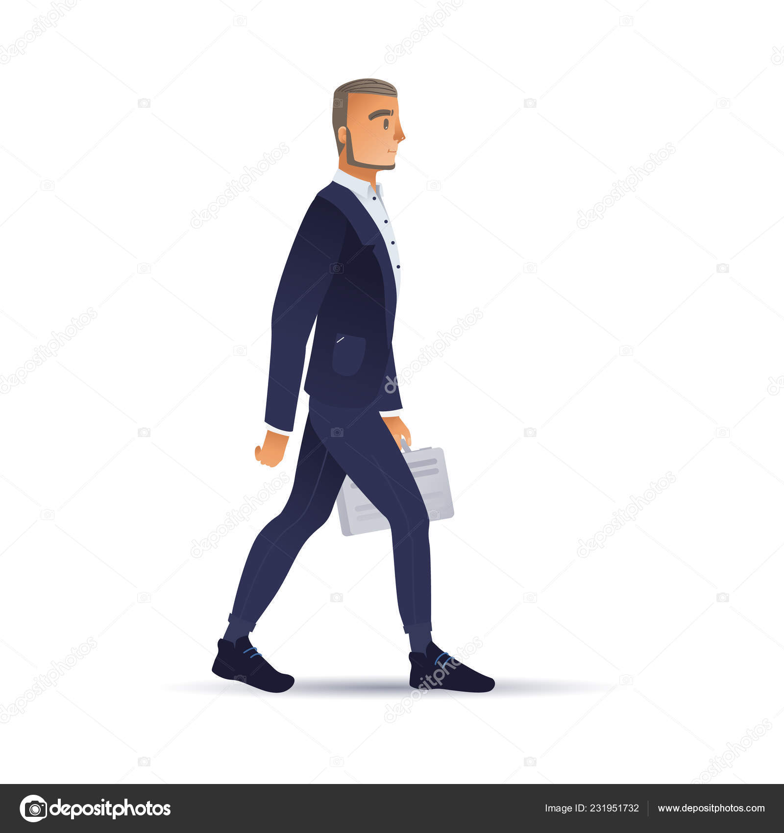 Vector illustration of businessman suit with briefcase walking. Stock  Vector Image by ©Sabelskaya #231951732