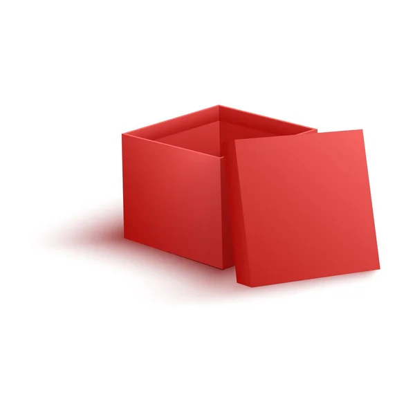 Açık boş kırmızı kağıt kutusu vektör çizim gerçekçi 3d tarzı. — Stok Vektör