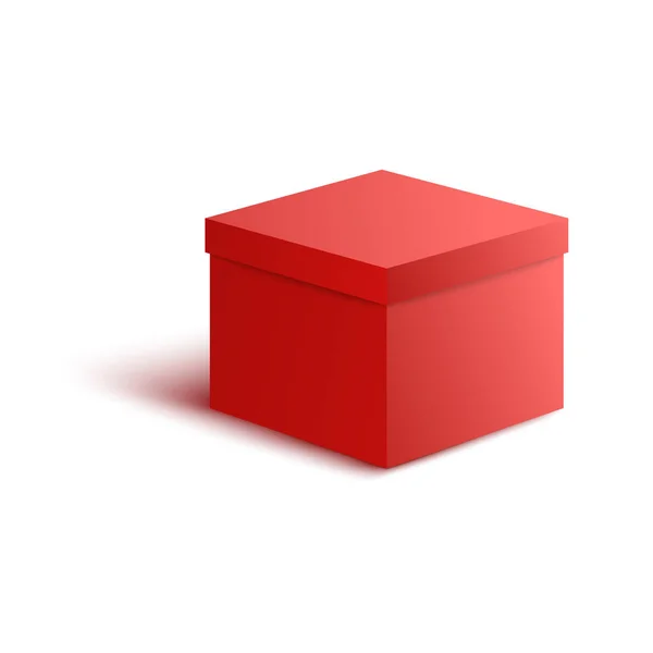Ilustración vectorial de caja de papel roja cerrada en estilo realista 3d . — Archivo Imágenes Vectoriales