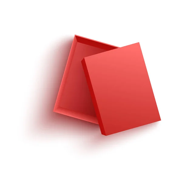 Vector rojo vacío presente caja abierta en negro — Vector de stock