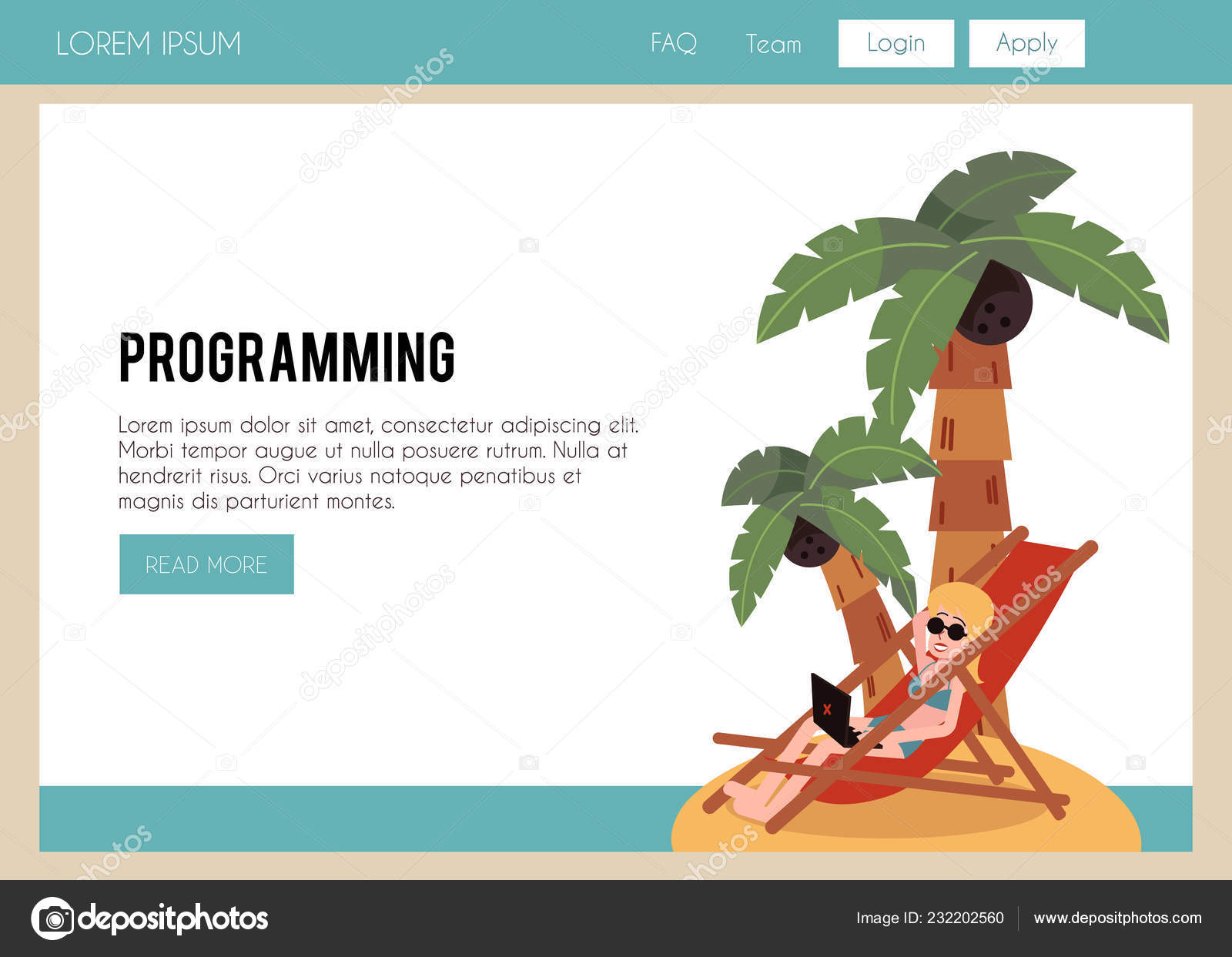 Vector Illustration Of Girl Freelancer Working With Laptop